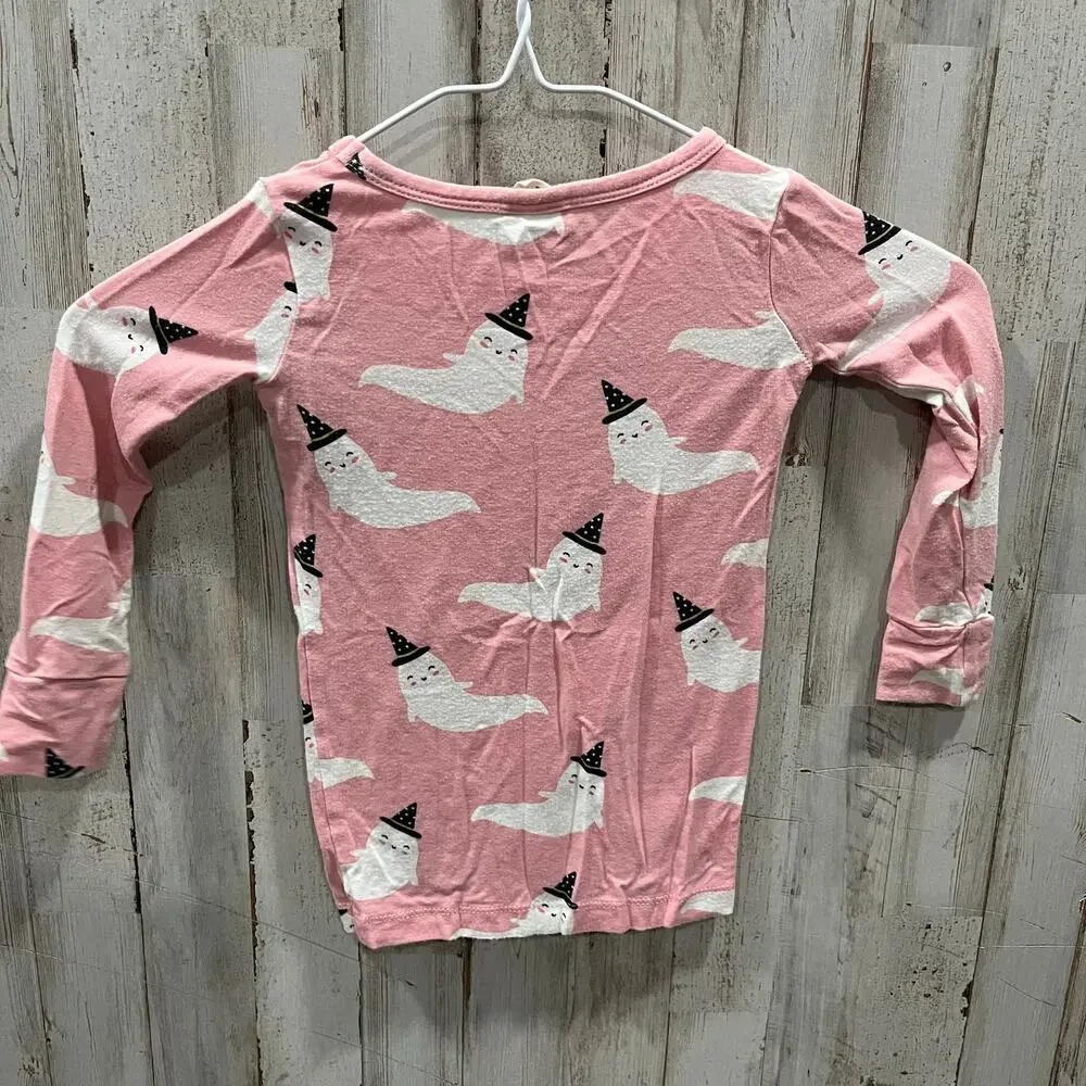 Spearmint Love Pink Ghost Bamboo Pajama Shirt ONLY Little Girls Toddler 3Y